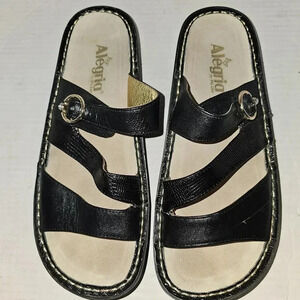 Alegria Venice Textured Sandals Black SZ US 9.5-10 EUR 40